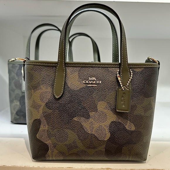 NWT ❤️ COACH CITY MINI TOTE BAG IN SIGNATURE CAMO PRINT CW033 Crossbody - Picture 3 of 12